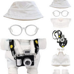 17cm Doll Clothes – 6-Piece Set, Hat + Overalls + Shirt + Camera + Glasses + Shoes, Cute and Premium Dolls Outfit Accessories (Black)