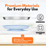6-Piece Stainless Steel Divided Plates with Suction – Durable Toddler Dinnerware Set with Forks & Spoons – Mess-Free & Dishwasher Friendly