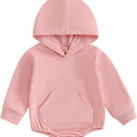 Thorn Tree Newborn Baby Boys Hooded Sweatshirt Long Sleeve Solid Romper Infant Baby Fall Winter Spring Outfits