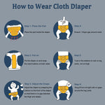 babygoal Reusable Charcoal Cloth Diapers with Double Gussets, 3 Pack Washable Baby Pocket Diapers with 3pcs Charcoal Inserts and Wet Dry Bag(Space,Moon,Star,Rocket)