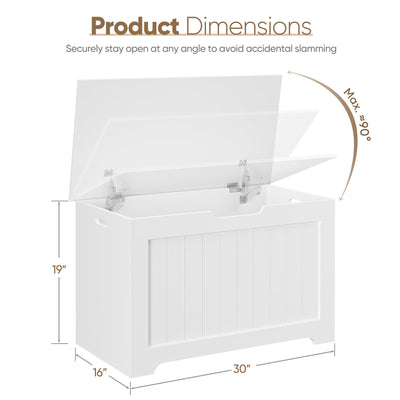 Epetlover Storage Chest with Flip-top Lid, Large Wood Trunk Bench with Safety Hinge, Bedroom Living Room Clothes Blanket Organizer Bin with 100L Storage Area, White