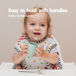 Cuddle Campus Pack of 2 Silicone Baby Training Cup, Shatterproof Toddler Sippy Cups with Straw, Open Cup for Baby, 6+ Months 4 Oz