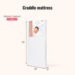 Dream On Me Luna Haven 2" Cradle Mattress – Lightweight Firm Polyester Fiber Core, Waterproof & Easy-Clean, Stain & Odor Resistant, Greenguard Gold and BSA Certified (36" L x 18" W x 2" H)