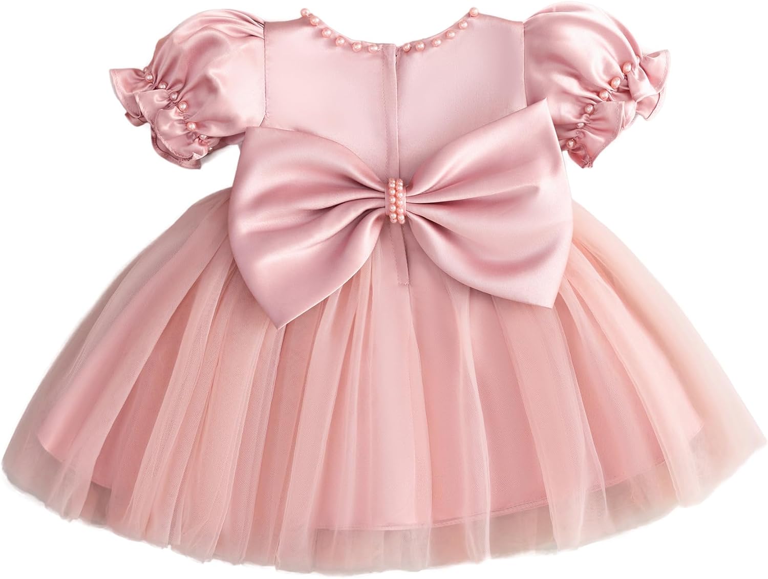 Toddler Baby Flower Girls Dress Wedding Guest Satin Birthday Party Formal Pageant Tulle Dress for Baby Girl