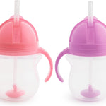 Munchkin Any Angle Sippy Cup for Toddlers, Spill Proof Weighted Straw Cup with Transition Handles for Babies 6 Months and Up, 7 Ounce, Green