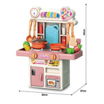 R REVA Cooking Kitchen Set Toy - 33PCS Mini Kitchen Playset for Kids with Water Spray, Light & Sound Effects - Toddler Pretend Play Appliances, Sink & Miniature Food, Educational Gift for Girls & Boys