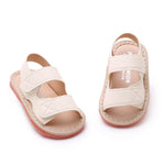 WILLFUN Baby Boys Girls Summer Squeaky Sandals Infant Premium Rubber Sole Open-Toe Non-Slip Shoes for Toddler First Walkers,Beige