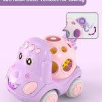 ZMZS Baby Girl Toy Cars for Babies, Push Cars for Toddlers Girls, Friction Powered Rattle and Roll Cars, Soft Rubber Rattle Toy Vehilces for Infant Boys Birthday