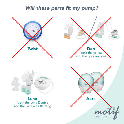 Motif Medical Breast Milk Storage Bottles for Luna Breast Pump - Durable Plastic Breastfeeding Essentials w/Locking Rings, Lids & Nipple Caps - Breast Milk Container (Set of 2, 160 ml)