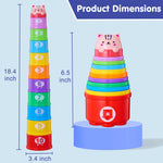 WEEJOYGAM Baby Stacking Cups, Nesting Stacking Toys for Toddlers 1-3, Infant Easter Basket Stuffers Birthday Gift 6 9 12 18 Month 1 Year Old Boy Girl, Kids Montessori Sand Bath Stackable Block Age 1-2
