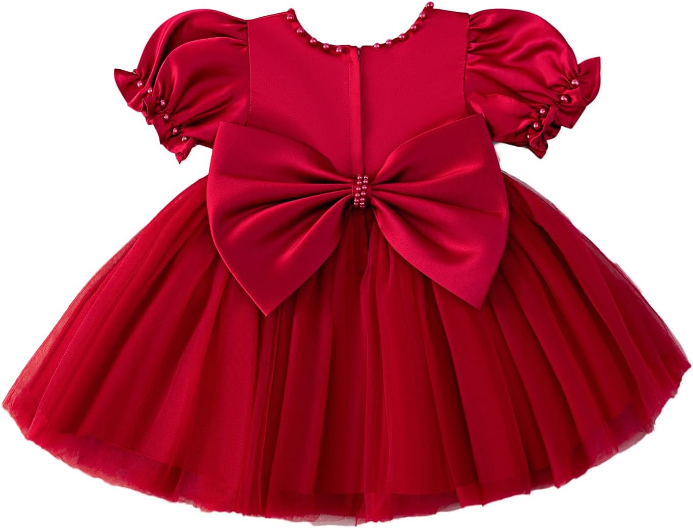 Toddler Baby Flower Girls Dress Wedding Guest Satin Birthday Party Formal Pageant Tulle Dress for Baby Girl