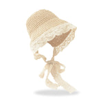 pureborn Baby Girl's Straw Hat Wide Brim Sun Protection Hat Summer Beach Hat with Chin Strap for Infant Girl 6-24 Months Beige
