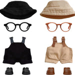 17cm Doll Clothes – 6-Piece Set, Hat + Overalls + Shirt + Camera + Glasses + Shoes, Cute and Premium Dolls Outfit Accessories (Black)