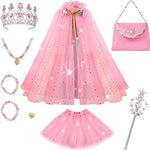 Meland Princess Dress up Clothes for Little Girl, 11Pcs Princess Cape with Crown, Princess Dresses for Girl 3-8 Birthday Gift