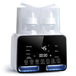Baby bottle sterilizer with digital display on a white background