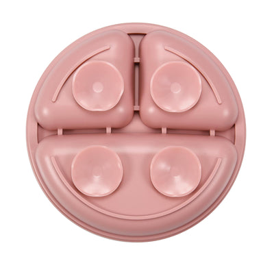 PandaEar 2 Pack Toddler Divided Suction Plates with 2 Spoons 2 Forks for Babies | Silicone Baby Led Weaning Supplies Self Feeding Eating Utensils | BPA-Free Silicone Baby Feeding Set -Pink