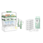 Baby bottle sterilizer with accessories on a white background