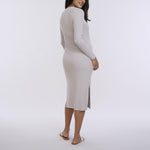 Motherhood Maternity Women's Long Sleeve Rib Knit Column Midi Pregnancy Bodycon Dress, Opal, Medium