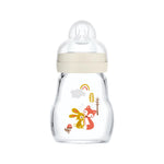 Baby bottle with a decorative design on a white background