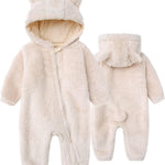 Newborn Baby Jumpsuit Hooded Fleece Rompers Long Sleeve Onesies Outwear Outfits