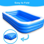 Sumbee Inflatable Swimming Pool for Kiddie Adults Kids, 120" X 72" X 22" Large Blow Up Pool for Family Backyard Outdoor Toddler,Big Rectangle Pools for Children Ages 4-8-12,Full-Sized,Blue