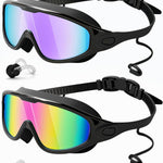 Rantizon Swim Goggles 2 Pack, Wide View Anti Fog&UV Swimming Goggles for Audlt, No Leaking Summer Gifts for Men Women Kid