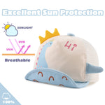 JANGANNSA Polka Baby Baseball Caps Infant Toddler Sun Cap Boys Girls Summer Hat with Bear Ears 3-18 Months (3-18 Months,Blue Dinosaur Mesh)