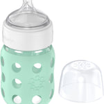Lifefactory 8-Ounce Wide Neck Glass Baby Bottle with Protective Silicone Sleeve and Stage 2 Nipple, Mint (LG2211WMI4)