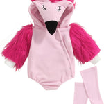 Madjtlqy Halloween Costumes Toddler Baby Boy Girl Flamingo Animal Hooded Sleeveless Romper Jumpsuit Legging Duck Outfits