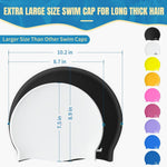 2 Pack Extra Large Swim Cap for Braids and Dreadlocks, Silicone Swimming Caps for Long Hair, Weaves, Extensions, Curls & Afros, Waterproof Adult Swim Hats Bathing Caps for Women Men(Black+Rose Red)