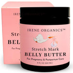 Irene Organics Organic Belly Butter for Pregnancy Stretch Mark Prevention and Treatment Award Winning Anti Stretch Mark Tummy Balm For Pregnancy and Postpartum 8oz - Hydrating Bump Cream
