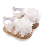 Covvoliy Infant Baby Girls Sandals PU Leather Non-slip Open Toe Summer Sandals Flower Toddler First Walkers Shoes (White Flower, 0_months-6_months)