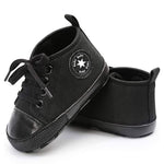 KKIIDDSS Unisex Baby Girls Boys Canvas High-top Shoes, Newborn Infant Anti-Slip Soft Sole Frist Walking Sneakers (A03/Full_Black,12-18 Months)
