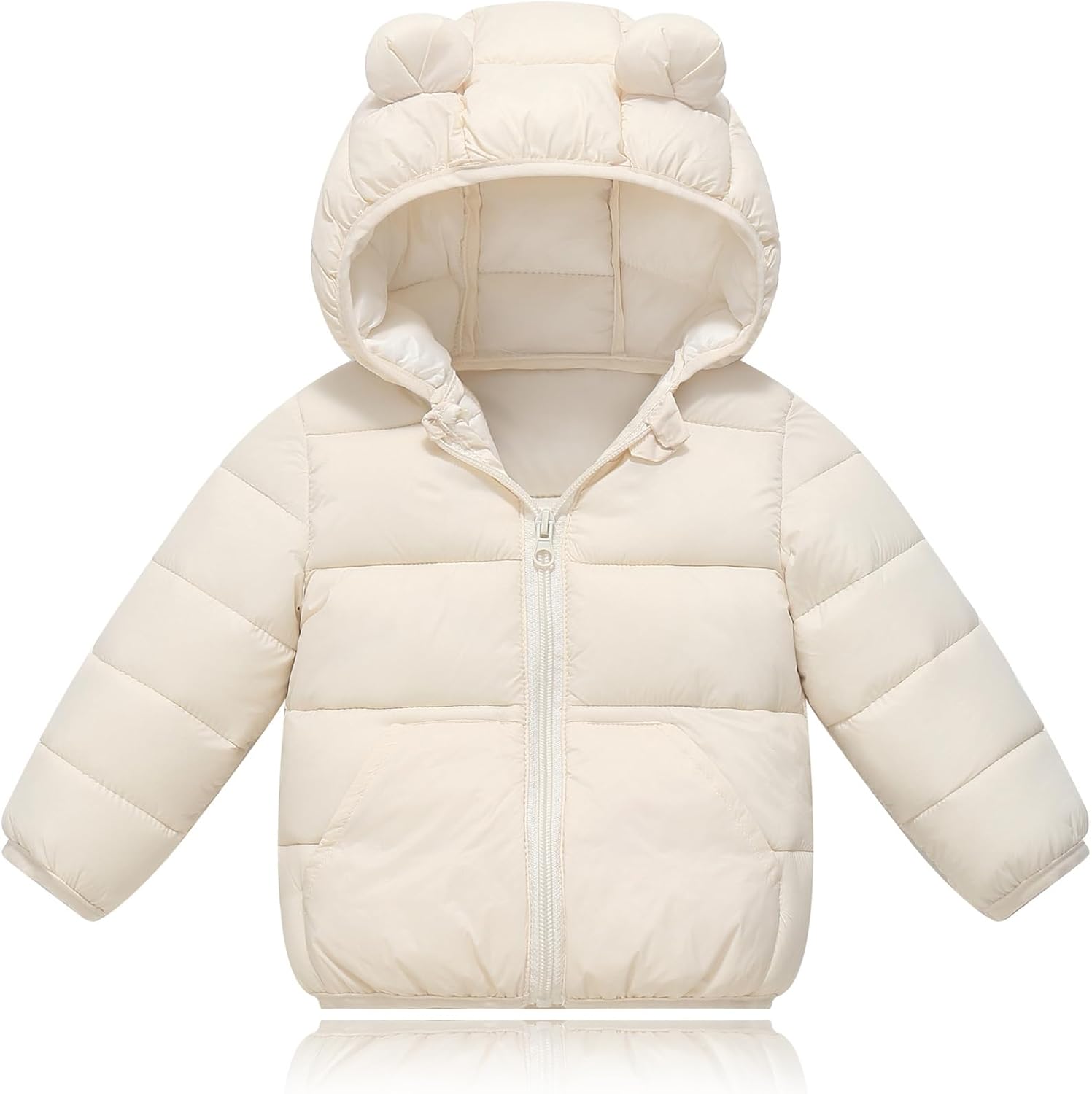 Baby Hooded Down Jackets Coat Light Boy Coats Toddler Bear Ears Zipper Up Down Coats Outwear 6M-4T