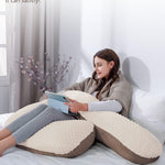 INSEN Pregnancy Pillows, L Shaped Full Body Maternity Pillow with Removable Cover, 57 Inch Pregnancy Pillows for Sleeping, Blue Jersey Cotton