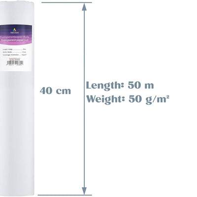 Tritart White Tracing Paper Roll 16 inch x 164 feet - 50 g/m² Sewing Pattern Paper for Ink, Pencil & Markers - Trace Paper for Sewing&Dressmaking - Sketch & Drafting Paper roll - Sewing Tracing Paper