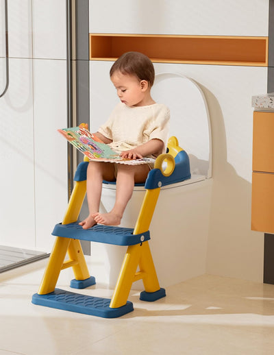 Potty Training Seat, Toddler Toilet Seat With Steps, 2 In 1 Toddler Potty Training Toilet With Splash Guard, Anti-Slip Step Stool Soft Mat, Adjust High Potty Seats For Toddlers Kids Boys Girls