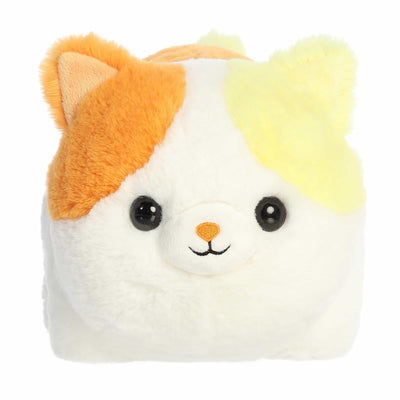 Aurora® Spooky Spudsters™ Candy Corn Calico Cat™ Stuffed Animal - Round Shape Makes for Comforting Cuddles - Perfect for Halloween Decorations and Gifts - Orange 10.5 Inches