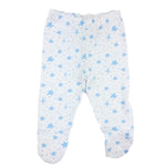 123 Bear 100% Cotton Baby Pants with Footies 100% Cotton Unisex Boys Girls (6-9 Months, 2-Pack Blue)