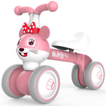 YGJT Baby Balance Bike for 1 + Year Old Boy and Girl, Indoor Outdoor Non-Pedal Baby Walker Toys for 10-36 Months Toddlers, Silent Wheels, 1st Birthday Gift, Kids First Bike Pink Mouse