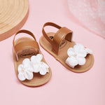 Yibubu Baby Girl Flower Sandals Soft Sole Infant First Walker Shoes, Cute Toddler Summer Sandals with 3D Chiffon Flowers & Elastic Heel Strap for Newborn 0-6 6-12 12-18 Months (6349BW, Infant, Women, 18 Months, Age, US Footwear Size System, 6 Months, Medi