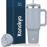 30 oz Tumbler with Handle and 2 Straws,2 in 1 Lid Insulated Water Bottle Stainless Steel Travel Coffee Mug,Blue Haze