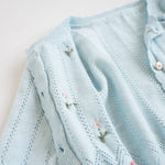 Baby Girls Cotton Cardigan Spring Autumn Thin Sweater Kids Long Sleeve Coat Top Sky Blue