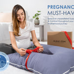 QUEEN ROSE Pregnancy Pillow, U Shaped Full Body Pillows for Sleeping Support, 55 Inch Maternity Pillow for Pregnant Women, Blue