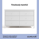 Storkcraft Alpine 6-Drawer Dresser (White) – GREENGUARD Gold Certified, White Dresser for Bedroom, Kids & Nursery Storage Drawers, Safety Interlocking Drawers, Pre-Installed Tracks, Kids Bedroom