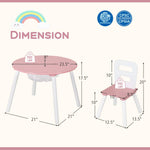 Costzon Kids Table and Chair Set, Wood Activity Table w/Center Mesh Storage, Children Furniture Gift for Boys & Girls, Ideal for Arts, Crafts, Snack Time, Homework, Toddler Table and Chair Set (Pink)