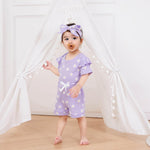 FOCUSNORM Newborn Infant Baby Girls Summer Outfit Ribbed Short Sleeve Romper + Floral Elastic Waist Shorts + Headband Sets (Flower Purple, 0-3 Months)