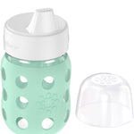 Lifefactory 8-Ounce Wide Neck Glass Baby Bottle with Protective Silicone Sleeve and Hard Sippy Spout, Mint (LG2221WMI4)