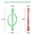 Baby Teething Toys with Easy-Hold Handle, Silicone Infant Toothbrush, Textured On Both Sides Helps Massage, Soothe Sore Gums, Teething Toys for Babies 0-6 Months, 6-12 Months Bright Green & Caramel