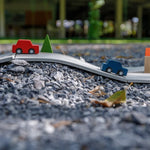 PlanToys® Road & Rail Set Wooden Montessori Imaginative and Creative Play Set | Early Language, Problem Solving and Coordination Activity | Eco Friendly Road and Rail Building Set